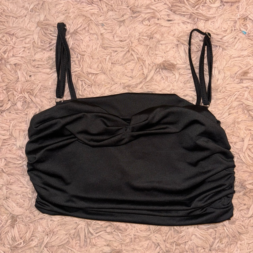 Black silk cropped tank